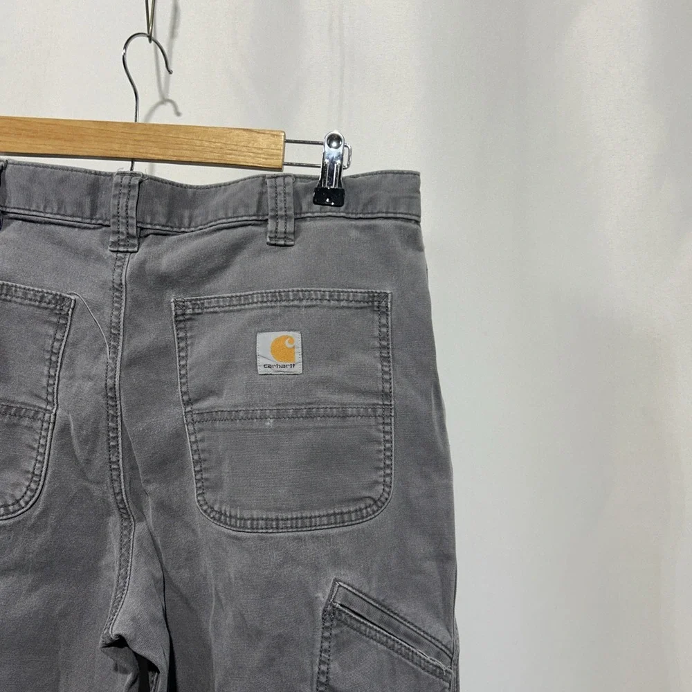 Carhartt Rugged Flex Pants Mens 34x34 Relaxed Fit Gray Canvas Work 102291